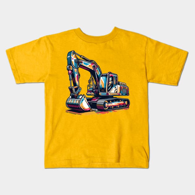 Excavator Kids T-Shirt by Vehicles-Art